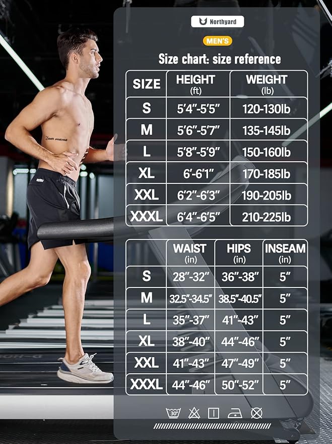 NORTHYARD Men's Running Athletic Shorts 5"/ 7"/ 9" Workout Gym Short Tennis Quick Dry Active Sport Hiking Basketball