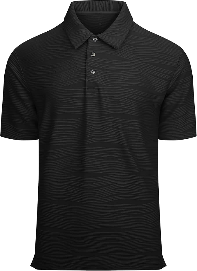 Esabel.C Golf Shirts for Men Dry Fit Performance Short Sleeve Print Moisture Wicking Collared Shirt