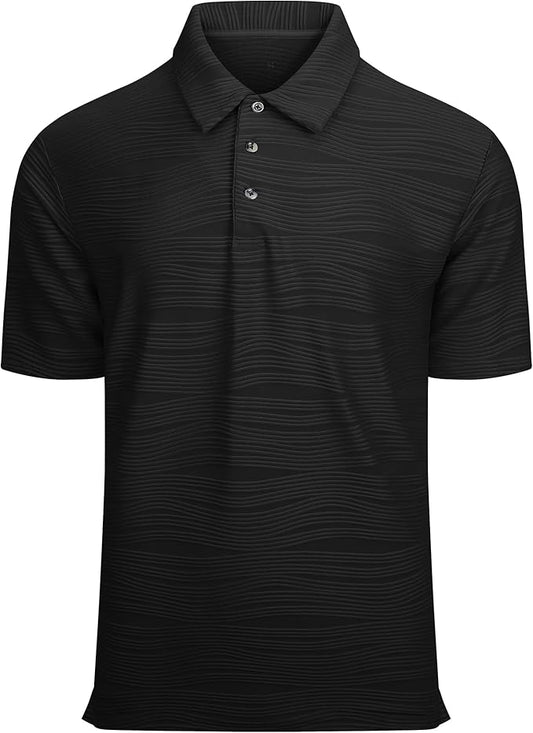 Esabel.C Golf Shirts for Men Dry Fit Performance Short Sleeve Print Moisture Wicking Collared Shirt