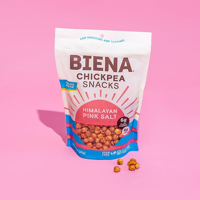 BIENA Roasted Chickpea Snacks – Himalayan Salt, 1 Value Pack – Crispy Salted Chickpeas Loaded with Protein & Fiber - Delicious, Healthy Snacks for Adults and Kids (Pack of 2)