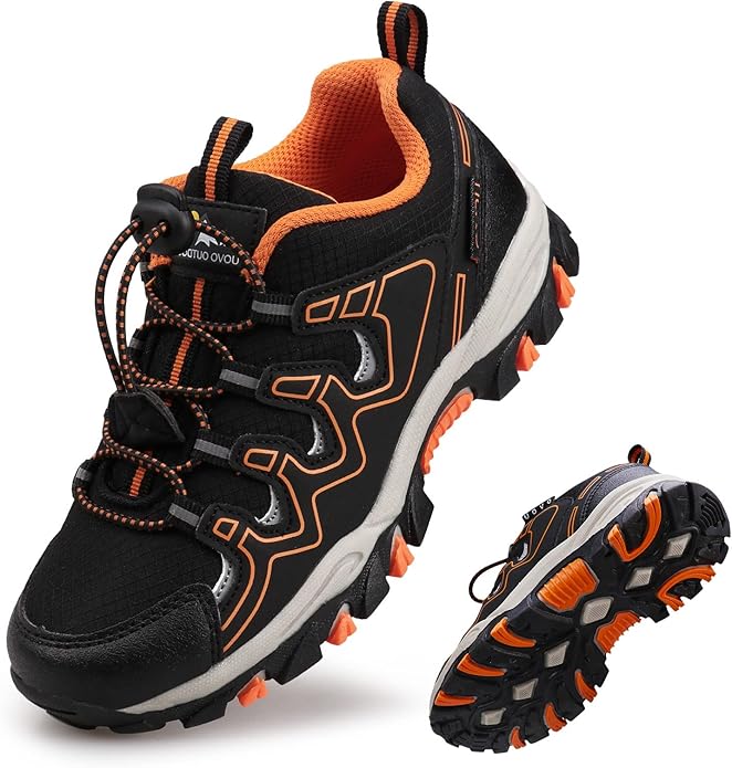 Boys Girls Hiking Trail Shoes Waterproof Slip Resistant Outdoor Trekking Walking Running Sneakers(Little/Big Kids)