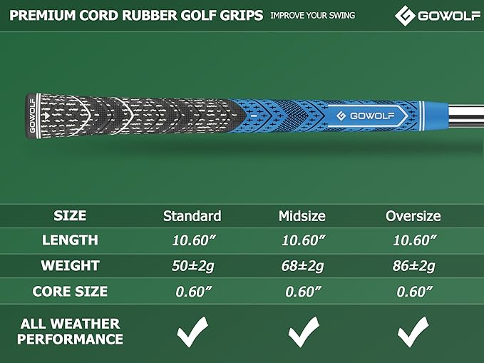 Gowolf Golf Grip Cord Rubber Multi-compound Golf Driver Irons Club Choose 13 Grips with 15pcs Tapes Or Full Kit choose one