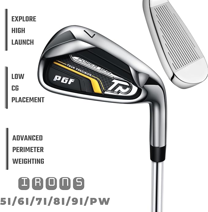 PGF Men's Gold TP Complete Golf Club Package Set [17-Pieces]