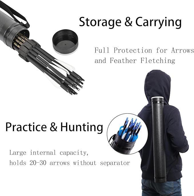 SOPOGER Archery Arrows for Compound Bow and Arrow Quiver Holder Tube, 31 Inch Arrows Practice Arrows for Recurve Bow 12 Packs, 500 Spine Hunting Arrows Carbon Fiber Target Arrow Accessories
