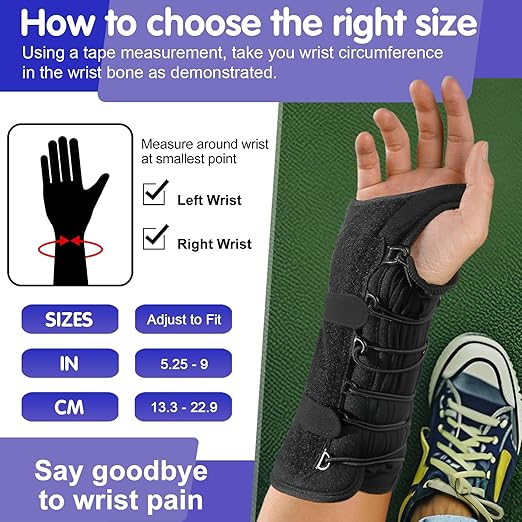 Carpal Tunnel Wrist Brace, Newly Upgraded Adjustable Drawstring Fixation, Nighttime Wrist Sleep Support Brace, Women Men Adjustable Splint, Pain Relief, Tendonitis, Arthritis (right hand)