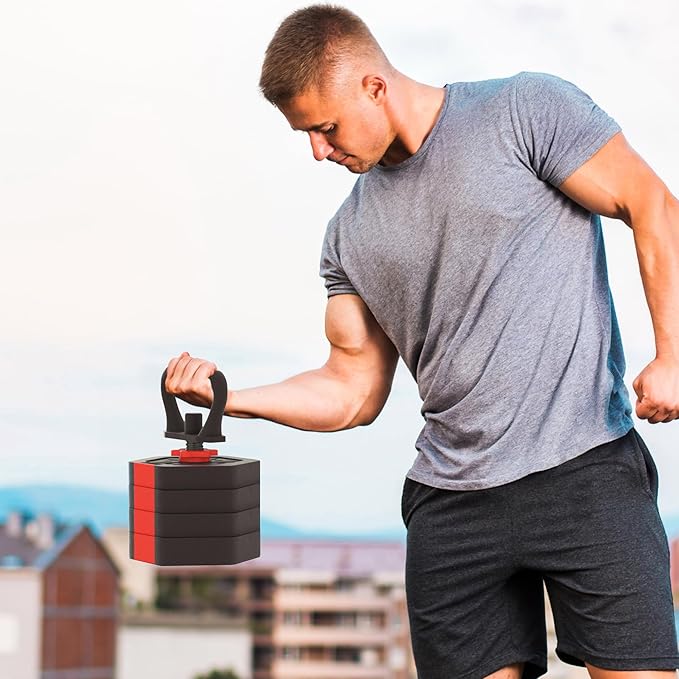 VIVITORY Dumbbell Sets Adjustable Weights, Free Weights with Connector, Non-Rolling Adjustable Dumbbell Set, Barbell for Home Gym, Hexagon, Cement Mixture