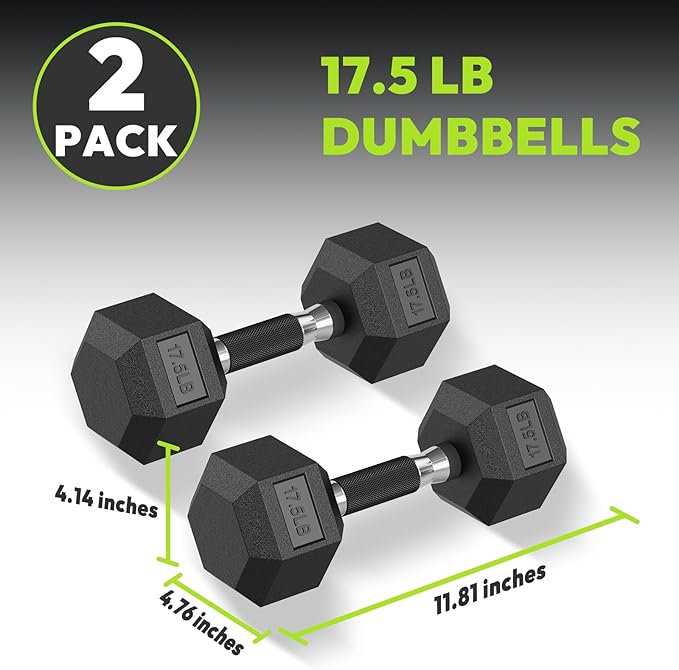 Hex Dumbbell Set 2.5-400 lb, Rubber Encased Exercise & Fitness Dumbbells, Weights Dumbbells Set of 2, Hand Weight for Strength Training