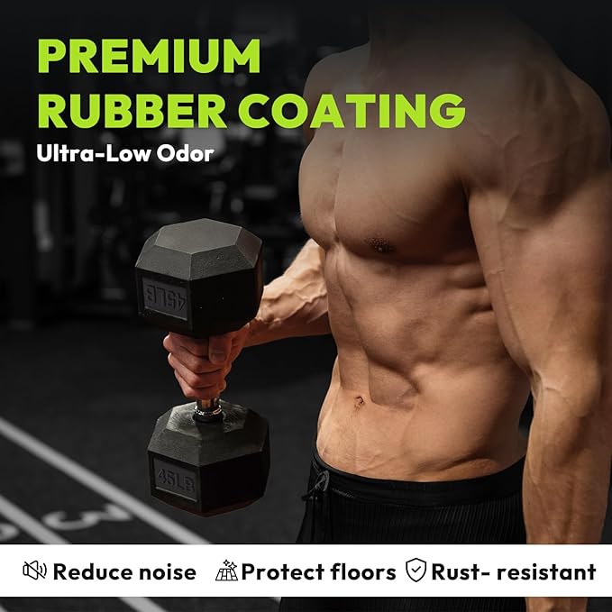 Hex Dumbbell Set 2.5-400 lb, Rubber Encased Exercise & Fitness Dumbbells, Weights Dumbbells Set of 2, Hand Weight for Strength Training