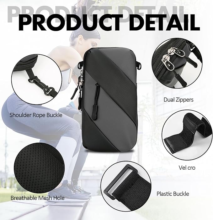 Armband Cell Phone Holder for Running,Crossbody Shoulder Holsters Bag with Arm Band for Women Men Kids,iPhone 15 14 13 12 11 Pro Max Xs Xr 8 7 6S 6 Plus SE Mini Galaxy Workout Walking Gym Arm Bags