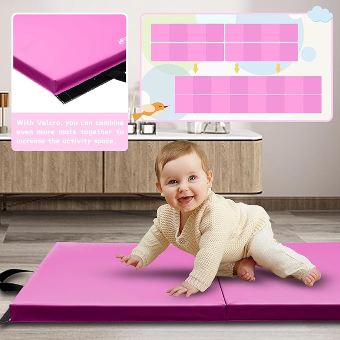 RitFit Upgraded Folding Exercise Mat, 2 Inch Thick Gymnastics Mat 3’x6’,4’x8’,4x10’,2'x8' with Carrying Handles for Yoga, MMA, Stretching, Core Workouts and Home Gym Protective Flooring