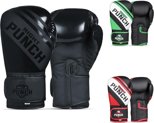 Boxing Gloves for Men & Women – Faux Leather Muay Thai, Kickboxing, MMA & Sparring Gloves – Training Heavy Bag Gloves with Secure Wrist Strap & Thumb Lock – 2 4 6 8 10 12 14 16oz