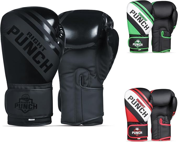 Boxing Gloves for Men & Women – Faux Leather Muay Thai, Kickboxing, MMA & Sparring Gloves – Training Heavy Bag Gloves with Secure Wrist Strap & Thumb Lock – 2 4 6 8 10 12 14 16oz