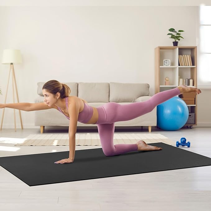 VEVOR Large Exercise Mat, Non Slip High Density Premium Yoga Mat, Exercise Yoga Mat for Men Women, Fitness & Exercise Mat with Bag & Carry Strap, for All Types of Home Yoga, Pilate & Floor Workout