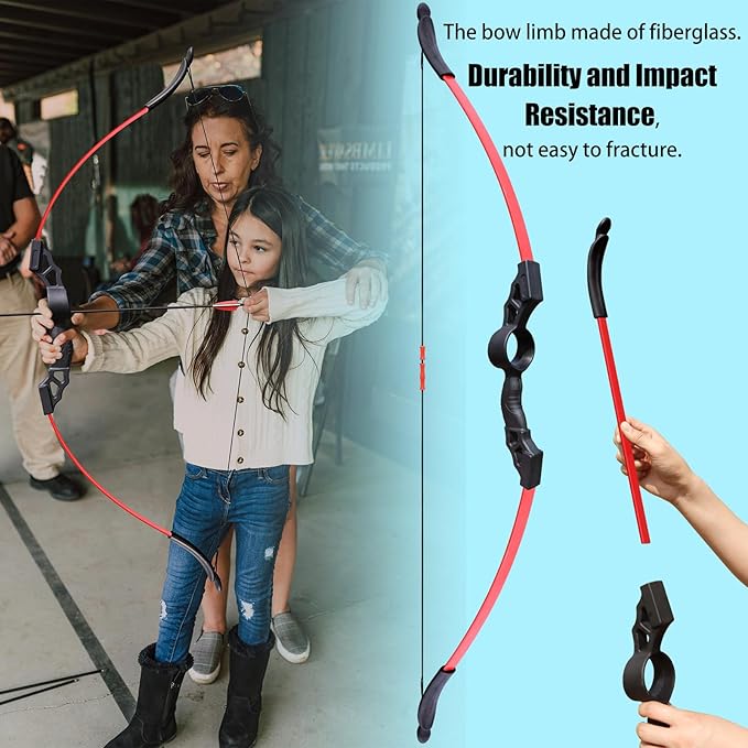 45" Youth Archery Bow and Arrows Sets for Teen 12+Years Gift Toy, Recurve Bow for Beginner Outdoor Sports for Backyard Games & Training, 6-Piece Take-Down Bow Kit