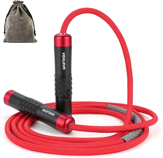 Weighted Rope - 1LB Heavy Jump Rope for Men Women Fitness Workouts, Non-Slip Aluminum Handles, Premium Skipping Rope for Exercise, Adjustable Length 9MM Solid PVC/Cotton Rope