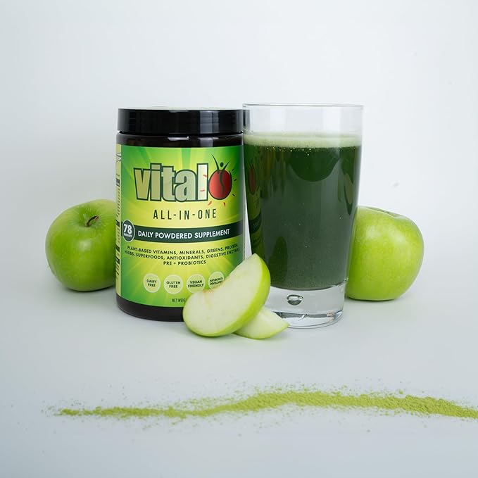 Vital All-in-One Daily Powdered Supplement - Natural Greens Superfood Powder for Energy & Health, Super Greens Powder Drink Mix with Probiotic & Antioxidant Support - 10.58 oz (300 g)