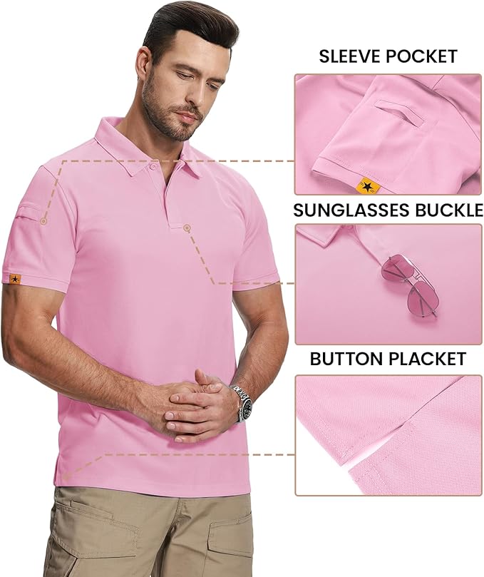 ZITY Mens 2 Pack Polo Shirts Short Sleeve Performance Sports Golf Shirt for Men Tactical Shirt