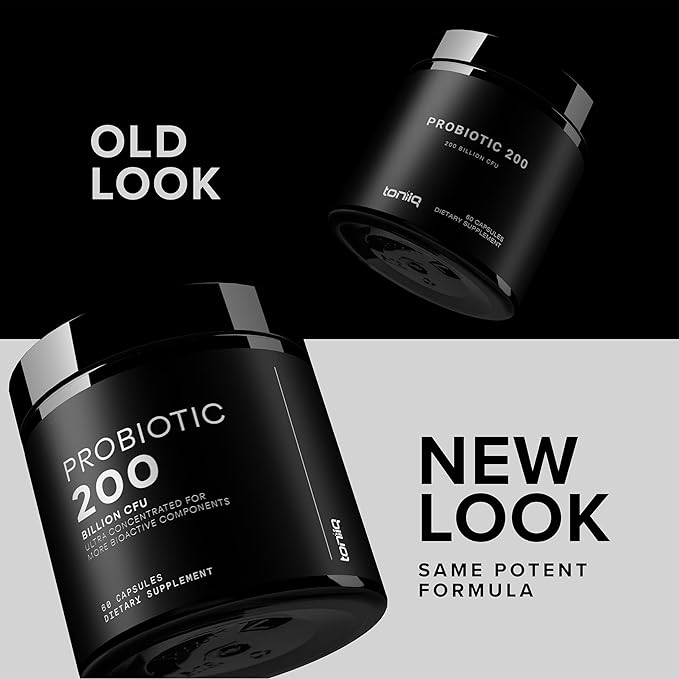 Toniiq 200 Billion CFU Probiotic Supplement 30 Verified Third-Party Tested Strains - Fully Shelf-Stable Probiotics Formula with Prebiotic Blend - Extended Release Capsules