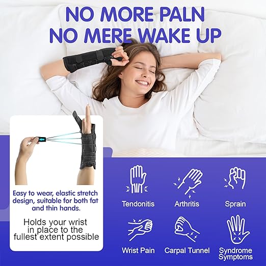Carpal Tunnel Wrist Brace, Newly Upgraded Adjustable Drawstring Fixation, Nighttime Wrist Sleep Support Brace, Women Men Adjustable Splint, Pain Relief, Tendonitis, Arthritis (left hand)