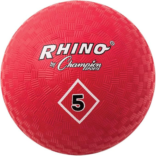Champion Sports Playground Ball – High-Bounce 2-Ply Construction, Durable Red Ball for Throwing, Catching & Kicking - Multiple Sizes (5", 6", 7", 10", 13", 16")