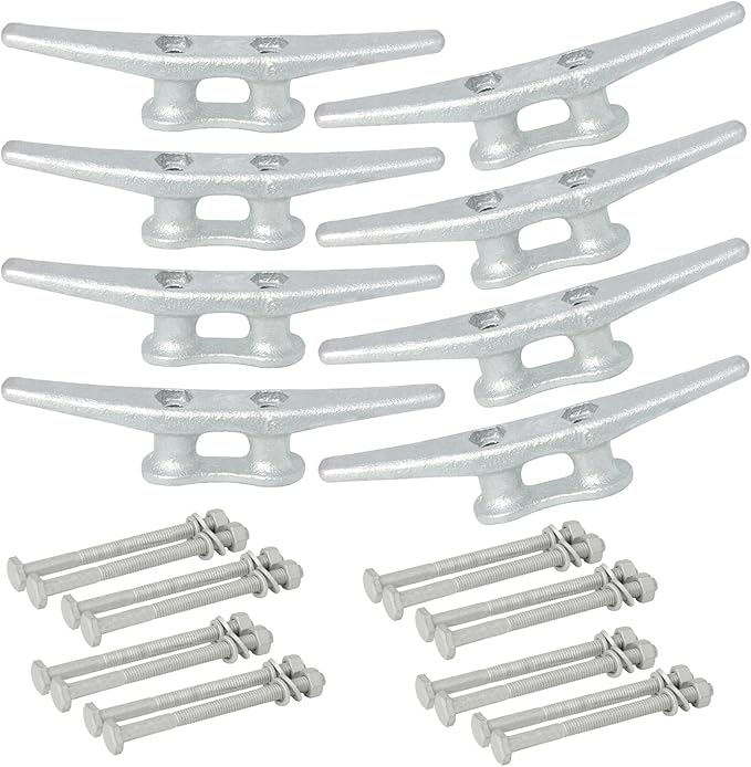 6/8/10/12/14 inch Dock Cleats With Bolts,Hot Dipped Galvanized Cast Iron Boat Cleats,Rope Cleat Boat Dock Cleats for Boat Docks,Decks,Piers for Tying up Boats,Marine Decor(1,2,4,5,6,8,10,12 Pack)