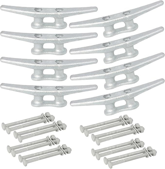 6/8/10/12/14 inch Dock Cleats With Bolts,Hot Dipped Galvanized Cast Iron Boat Cleats,Rope Cleat Boat Dock Cleats for Boat Docks,Decks,Piers for Tying up Boats,Marine Decor(1,2,4,5,6,8,10,12 Pack)