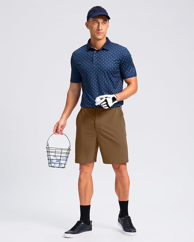 Pudolla Men's Casual Shorts 7"/9" Lightweight Golf Shorts with 3 Pockets Stretch Quick Dry Comfy Work Shorts