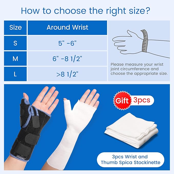 Velpeau Carpal Tunnel Wrist Brace with Thumb Stabilizer Night Support, Completely Stabilizes Wrist Thumb Joint, Pain Relief for Tendonitis, De Quervain's Tenosynovitis, Arthritis (Reg, Right Hand, S)