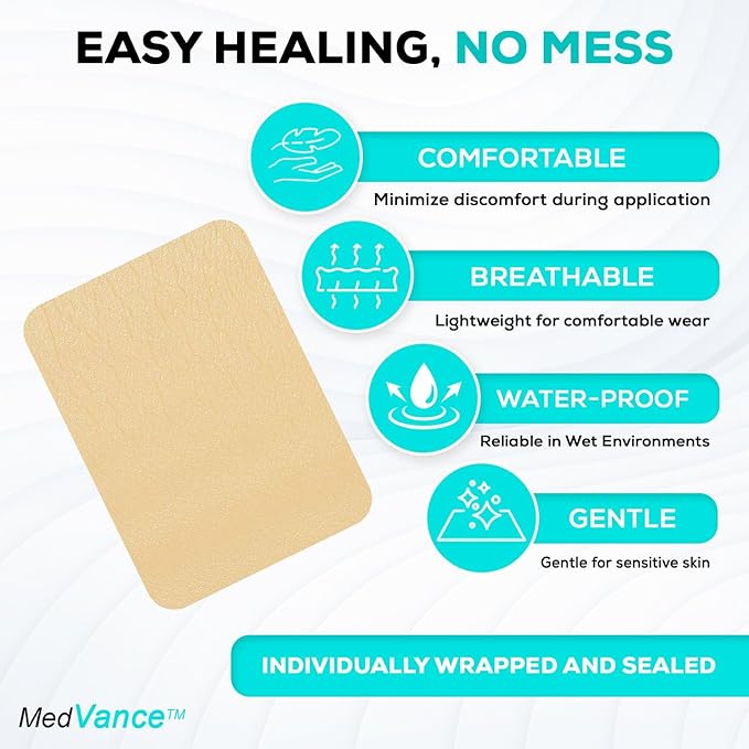 MedVance TM Silicone - Silicone Adhesive Foam Absorbent Dressing, 6"x8", Box of 5 dressings