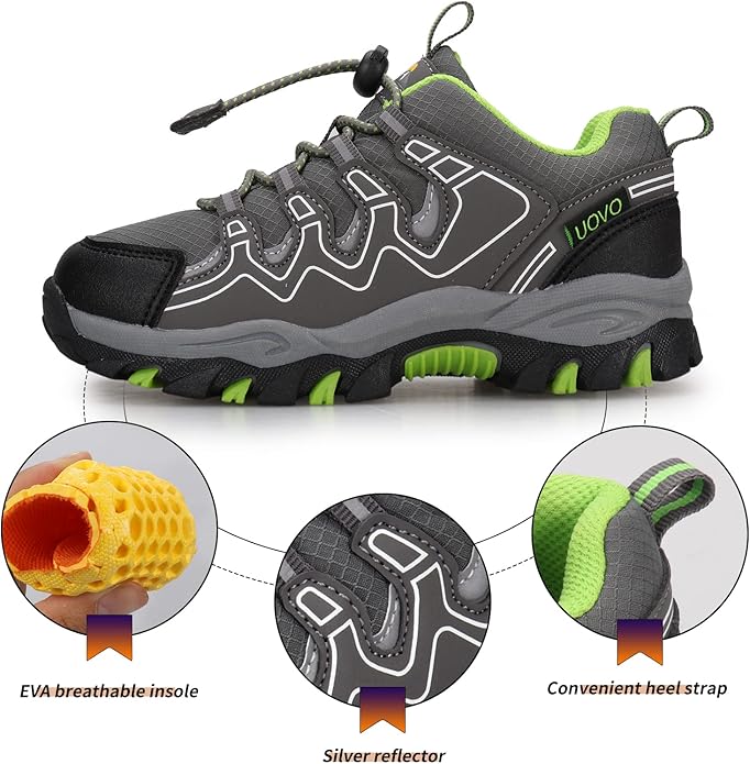 Boys Girls Hiking Trail Shoes Waterproof Slip Resistant Outdoor Trekking Walking Running Sneakers(Little/Big Kids)