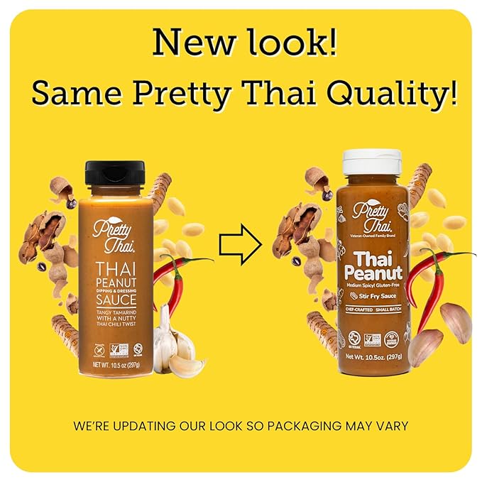 Pretty Thai Peanut Sauce, Gluten Free Certified Non-GMO Vegan Authentic Stir Fry, Dressing, Rice Seasoning, Condiment & Dipping Sauce, 100% Natural (Pack of 2)