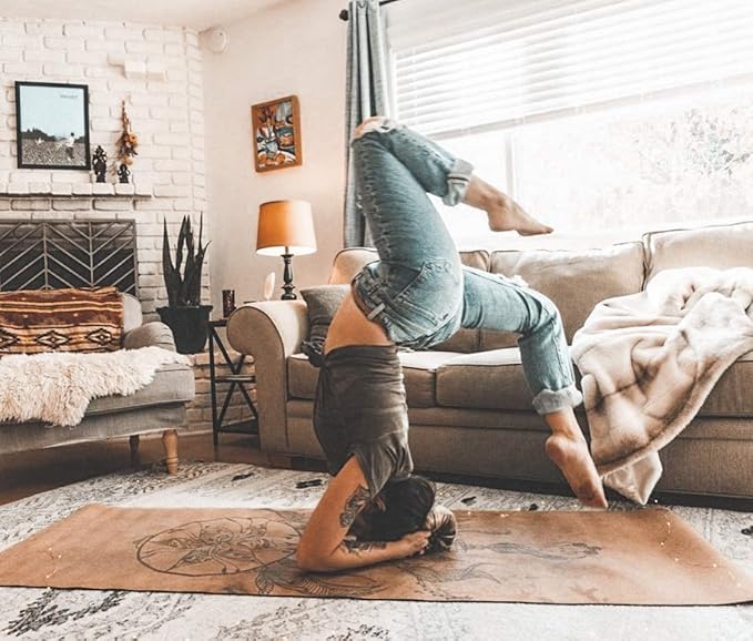 Cork Yoga Mat - Artist Designed, Premium Printed Eco-Friendly Non-Slip mat, Great for Regular & Hot Yoga, Pilates, Workouts 72 inch x 24 inch x 3mm Thick
