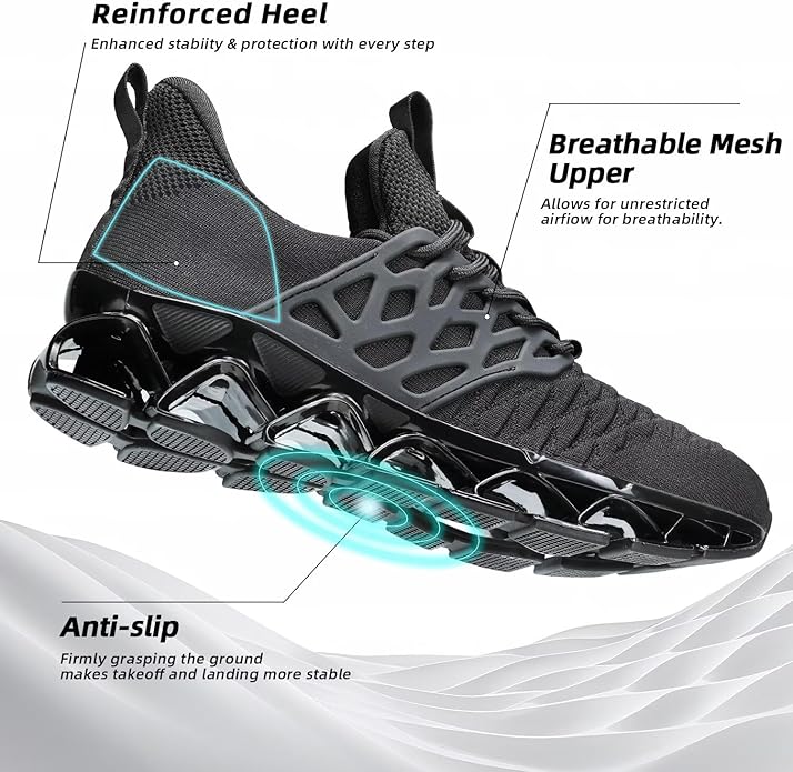 Men's Slip on Walking Running Shoes Blade Tennis Casual Fashion Sneakers Comfort Non Slip Work Sport Athletic Trainer