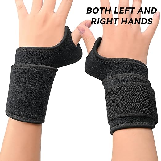 Carpal Tunnel Wrist Brace for Women Men 2 Pack, Wrist Support Wraps for Right Left Hand, Adjustable Wrist Brace for Tendonitis, Arthritis, Weightlifting, Sports, Day & Night Support, Black