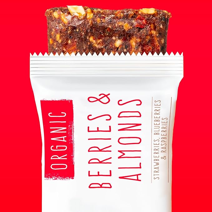 JONESBAR (Berries and Almonds, 12 Count (Pack of 1)), USDA Organic Fruit & Nut Bar, Non-GMO, Kosher, Vegan, Gluten Free, Simple Snack Bar