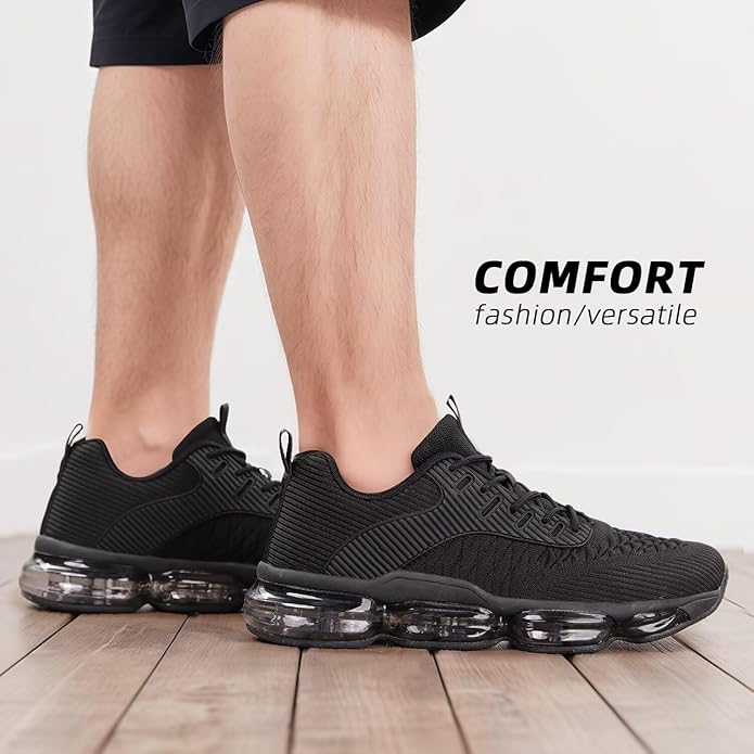 Mens Running Shoes Air Low Top Comfort Walking Lace Up Sneakers Breathable Fashion Tennis Sport Gym Fitness Cross Trainers