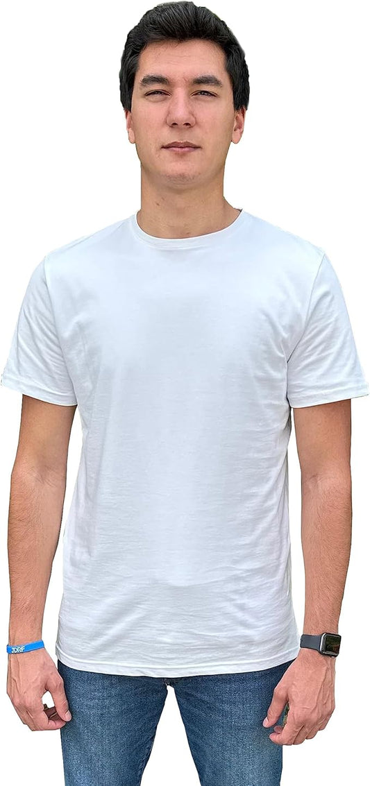 Men's Short Sleeve Crewneck T-Shirt 100% Cotton - Classic Colors - Breathable Mesh Fabric - Ideal for Sports & Everyday Wear
