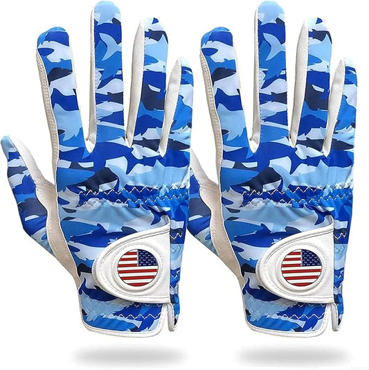 FINGER TEN Golf Gloves Men Right Handed Golfer Left Hand with Ball Marker 2 Pack Leather Breathable Comfortable Weathersof Grip Size Small Medium ML Large XL