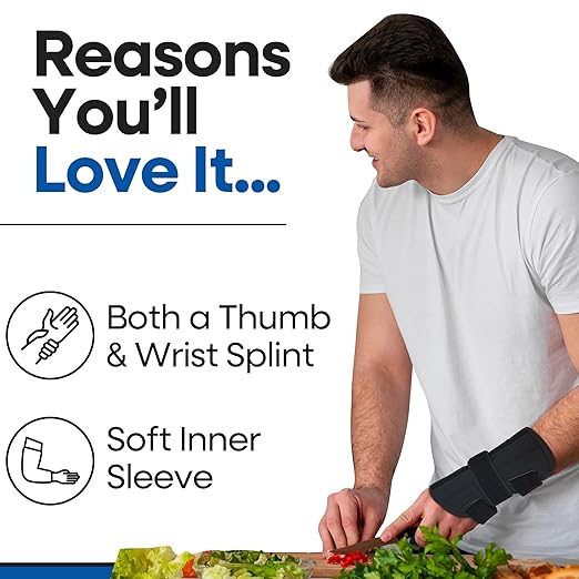 Thumb Splint & Wrist Brace | Carpal Tunnel Wrist Splint with Trigger Thumb Brace Spica | Stabilizer & Support For Tendonitis Pain, Arthritis, CMC, Tenosynovitis, De Quervain Women Men LARGE, RIGHT HAND