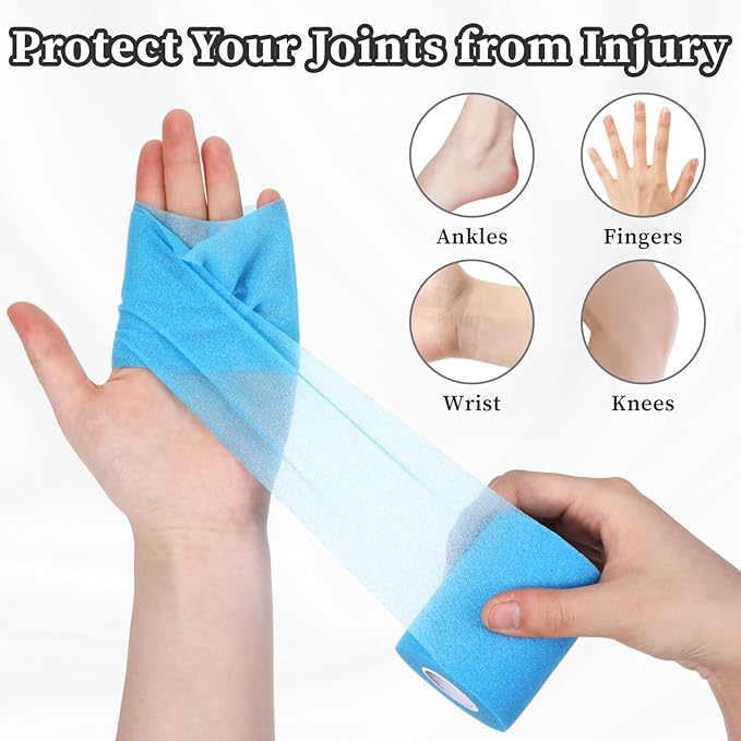 12pcs Colord Prewrap Athletic Tape, Prewrap Athletic Tape for Hair Soccer, Premium Quality Hand Wrap Bandage Athletic Prewrap Tearable, Sports Knee Foam Ankle Wrist Tape Soccer Baseball for Injury