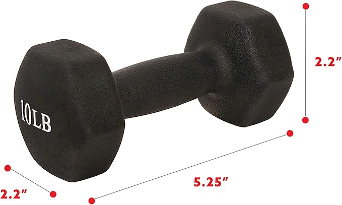 Sunny Health & Fitness Neoprene Coated Hex Shaped Dumbbell Non-Slip Fitness Weights for Home Gym Exercise, Full Body Workout Strength Building, Weight Loss, Sold in Pairs - Sizes - 2LB, 5LB, 8LB, 10LB