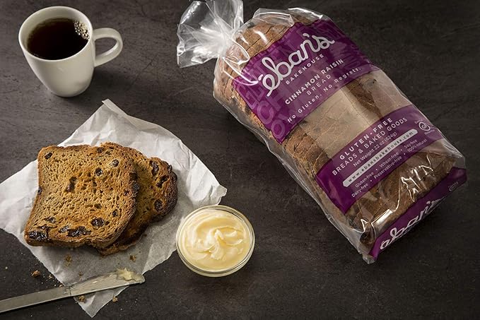 Eban’s Bakehouse Fresh Baked Gluten-Free Cinnamon Raisin Bread - 4 Loaves - 100% Natural - Soy, Wheat and Dairy Free, Preservative Free, Non-GMO (22oz, 624g Each)