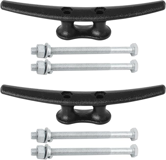 Dock Cleats 6/8/10 inch With Hardware,Electrophoretic Coated Black Boat Cleat Dock Boat Cleats,Rope Cleat Boat Dock Cleats Ideal for Boat Docks, Decks, Piers for Tying up Boats (2,4,6,8,12 Pack)