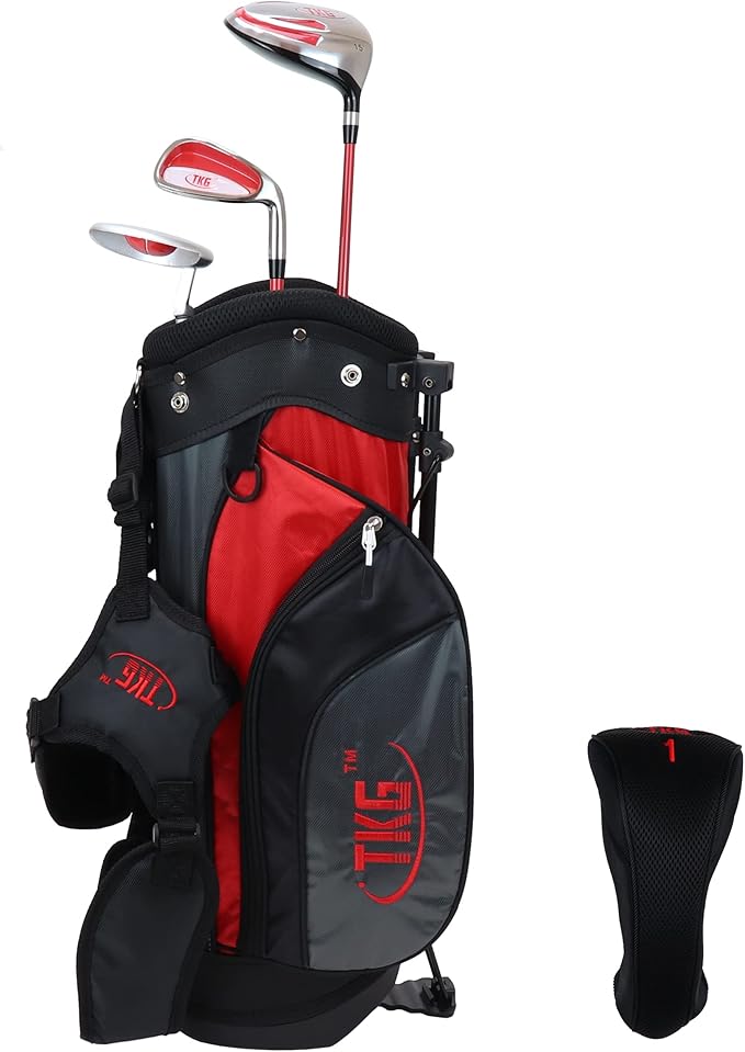 TKG Sports Youth Golf Set - Kids Golf Clubs, Stand Bag, Rain Cover, Glove, Towel, Tees, Balls - Great for Summer Camp Activity, Outdoor Games, and Recreation