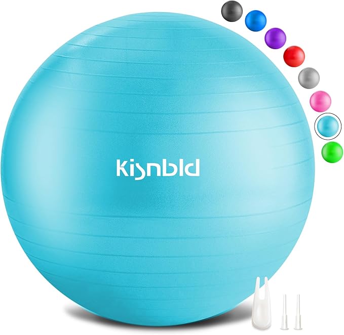 Exercise Ball, Extra Thick Yoga Ball for Workout Pregnancy Stability, 4 Sizes Anti-Burst Balance Ball with Foot Pump - Heavy Duty Fitness Ball Chair for Office, Home & Gym