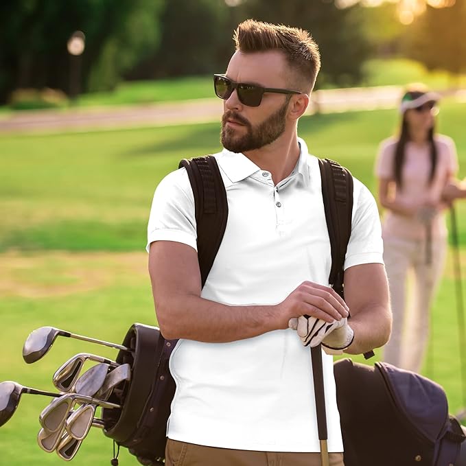 Mio Marino Golf Polo Shirts for Men - Dry Fit - Ultra-Thin Breathable Fabric
