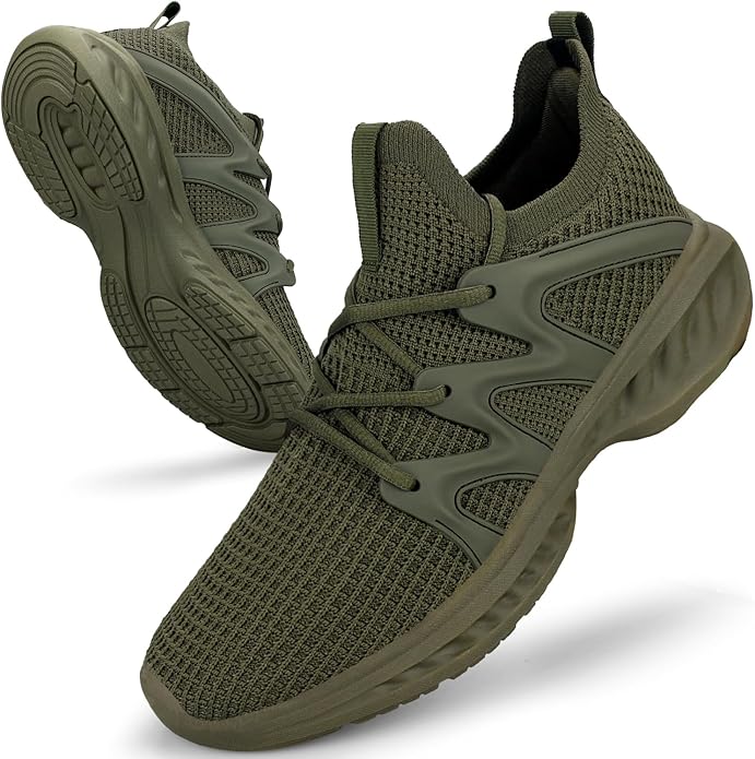 Pujcs Men's Slip on Walking Shoes Lightweight Breathable Non Slip Running Shoes Athletic Gym Tennis Shoes Sneakers for Men