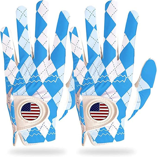 FINGER TEN Golf Gloves Men Right Handed Golfer Left Hand with Ball Marker 2 Pack Leather Breathable Comfortable Weathersof Grip Size Small Medium ML Large XL