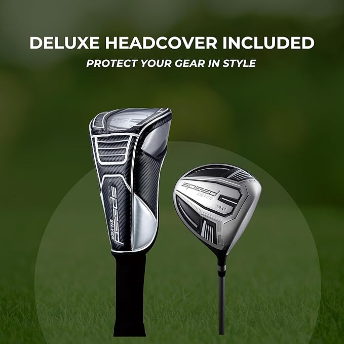 Speed Titanium Driver Golf Club, 10°, 11.5°, 12.5° Loft (Right & Left Handed), Lightweight Graphite Shaft, Oversized Sweet Spot, Aerodynamic, USGA Conforming Mens Golf Driver + Deluxe Headcover