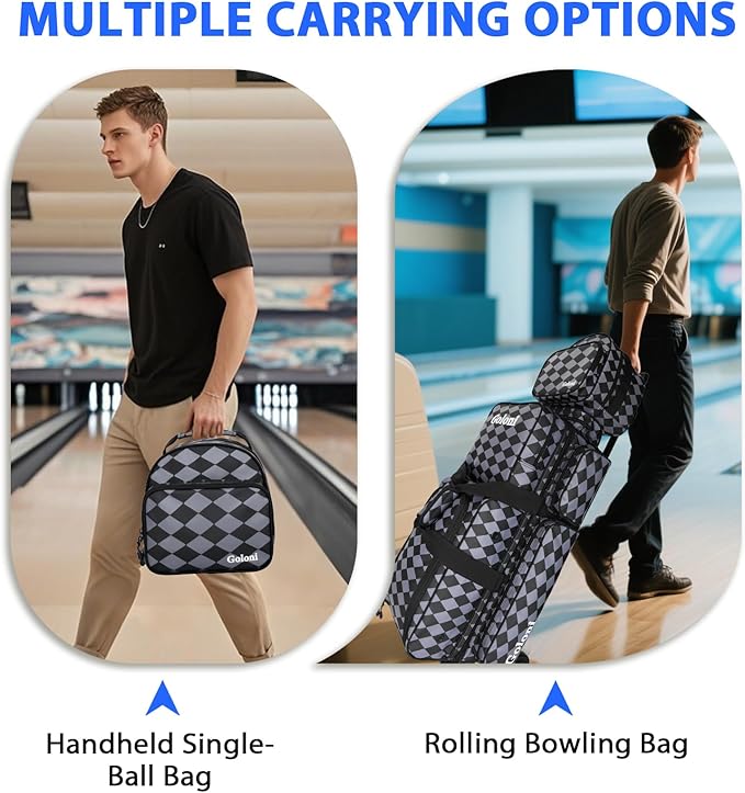 4 Ball Bowling Bags with Wheels,3 Ball Bowling Bag + 1 Ball Tote,Separate Shoe Compartment for Shoes (Up To US Men Size 16)